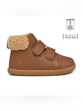 TEN LITTLE 9.5 Kids Faux-Shearling Vegan, Wide Fit High-Top Sneaker - Brown